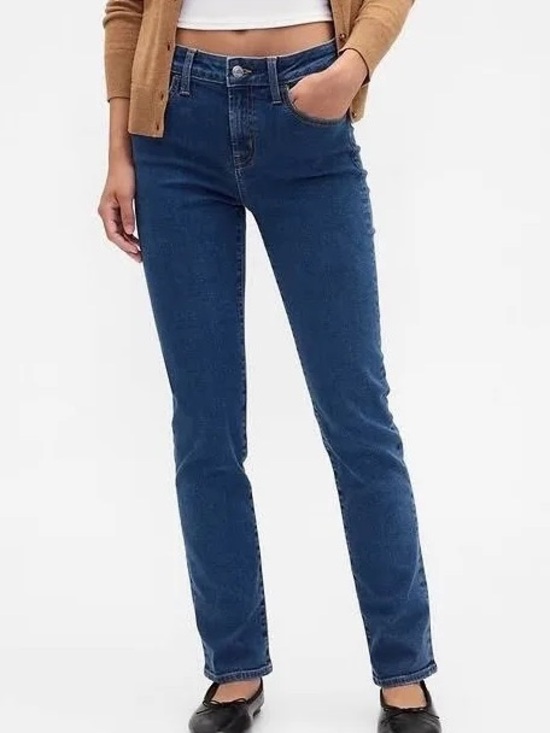 GAP Denim - Gap Mid Rise Classic Straight Leg Dark Wash Jeans Stretch Size 10 30